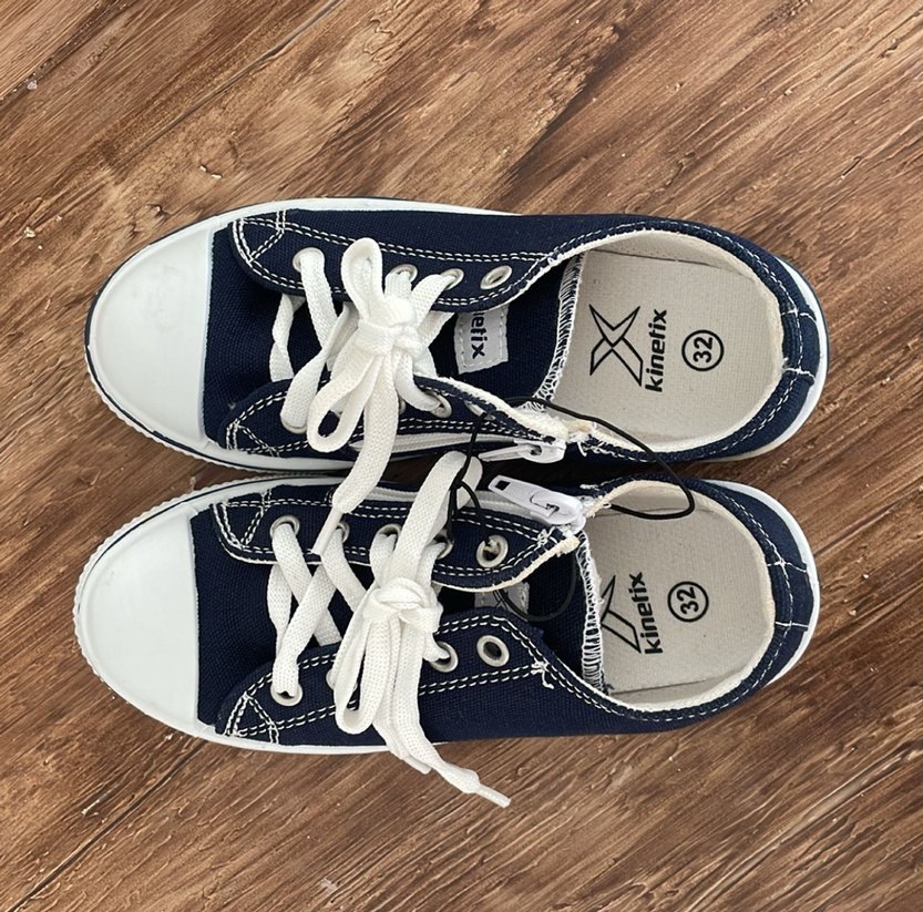 Unisex Çocuk Koyu Mavi Bağcıklı Denim Spor Ayakkabı - Görsel 3