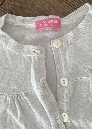 Kız Çocuk Beyaz Düğmeli uzun Kollu Hırka - Görsel 2