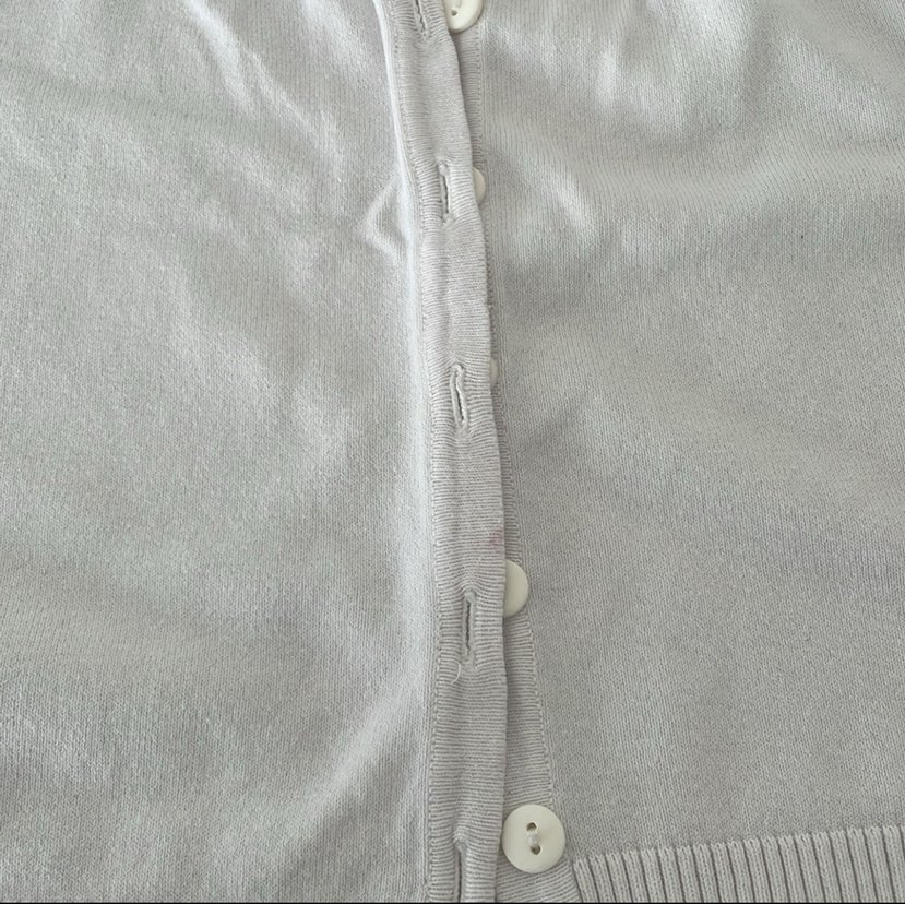 Kız Çocuk Beyaz Düğmeli uzun Kollu Hırka - Görsel 3