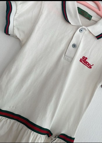 Kız Çocuk Beyaz Kısa Kollu Pamuklu Elbise - Görsel 3