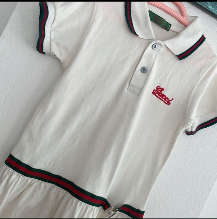 Kız Çocuk Beyaz Kısa Kollu Pamuklu Elbise - Görsel 3