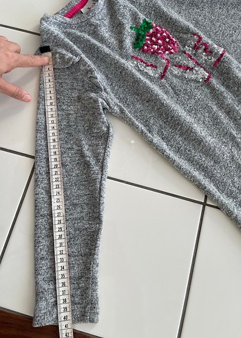 Gri Uzun Kollu Kız Çocuk Triko Elbise - Görsel 4