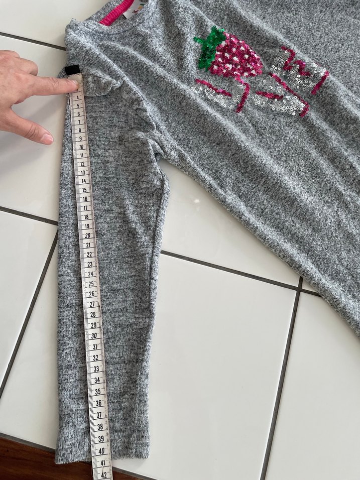 Gri Uzun Kollu Kız Çocuk Triko Elbise - Görsel 4