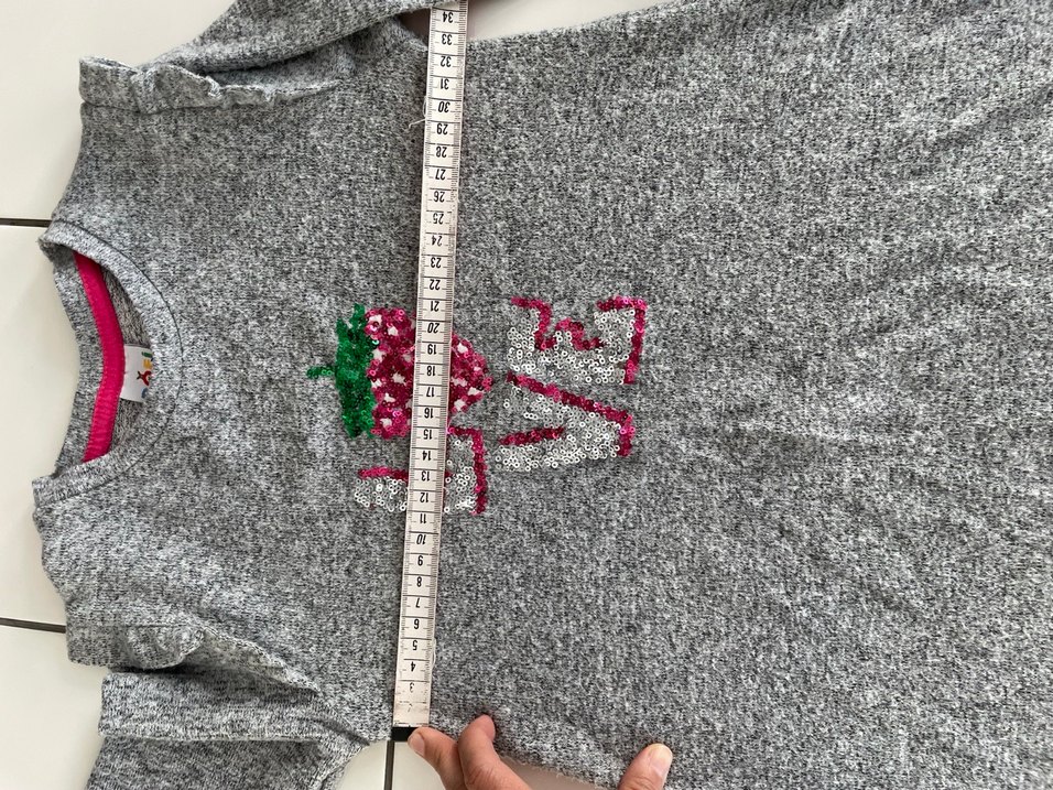 Gri Uzun Kollu Kız Çocuk Triko Elbise - Görsel 5