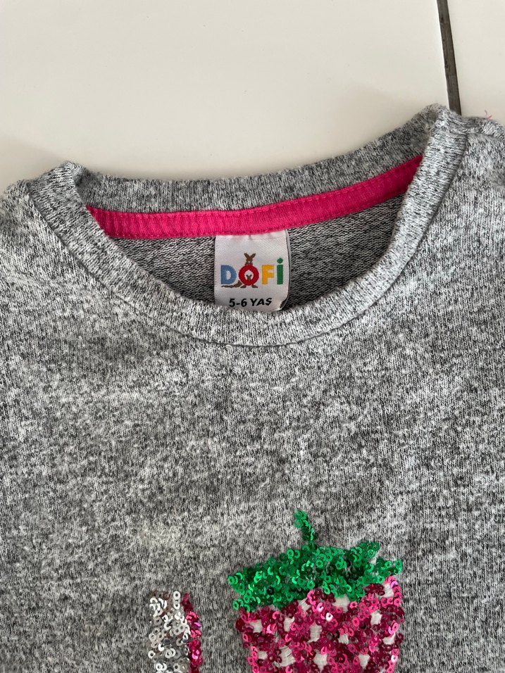 Gri Uzun Kollu Kız Çocuk Triko Elbise - Görsel 2