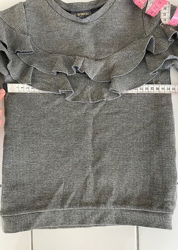 Kız Çocuk Gri Fırfırlı Sweatshirt - Görsel 5