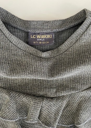 Kız Çocuk Gri Fırfırlı Sweatshirt - Görsel 3