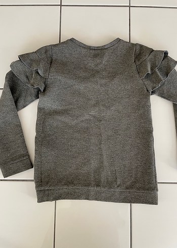 Kız Çocuk Gri Fırfırlı Sweatshirt - Görsel 4