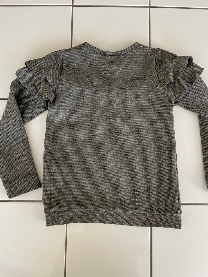 Kız Çocuk Gri Fırfırlı Sweatshirt - Görsel 4