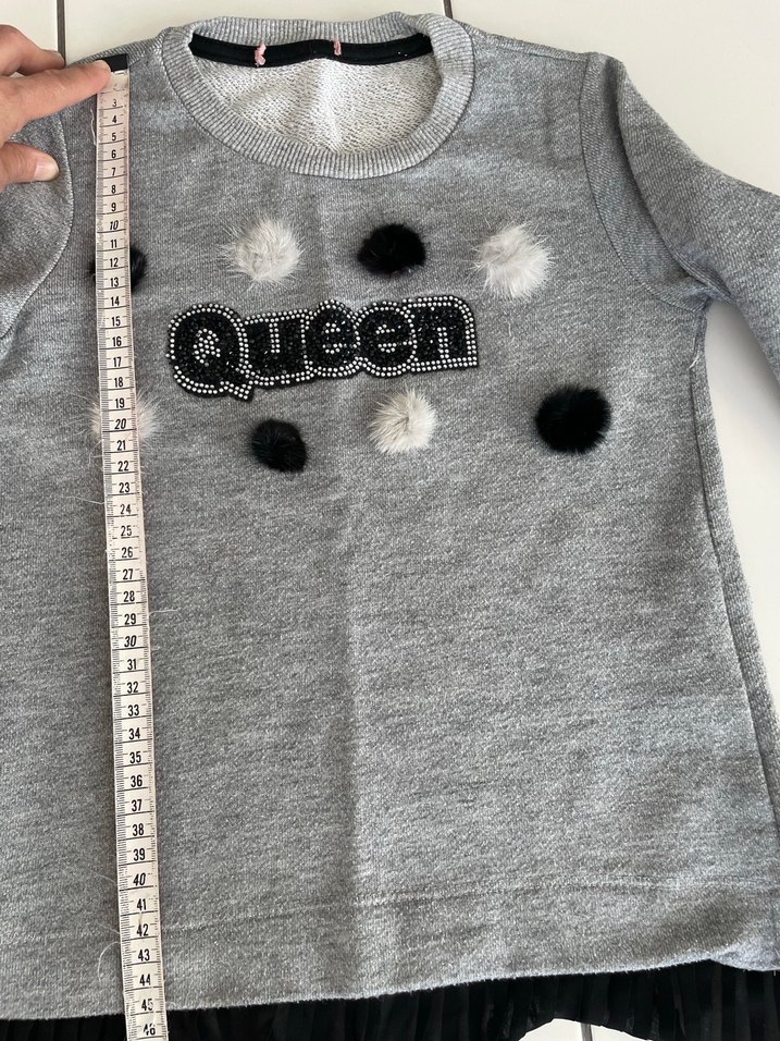 Kız Çocuk Gri Uzun Kollu Sweatshirt - Görsel 5