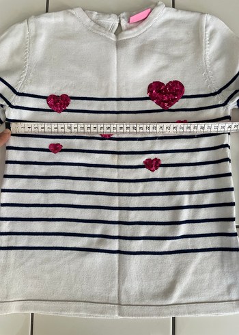 Kız Çocuk Beyaz Çizgili Uzun Kollu Triko Tişört - Görsel 7