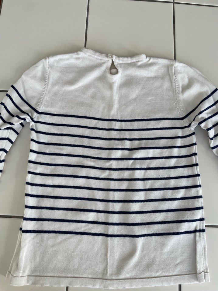 Kız Çocuk Beyaz Çizgili Uzun Kollu Triko Tişört - Görsel 3