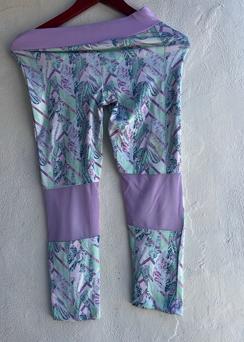 Mor Bağcıklı Desenli Spor Tayt