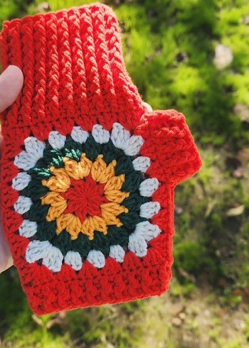 Renkli Örgü Kadın Eldiveni - Görsel 3