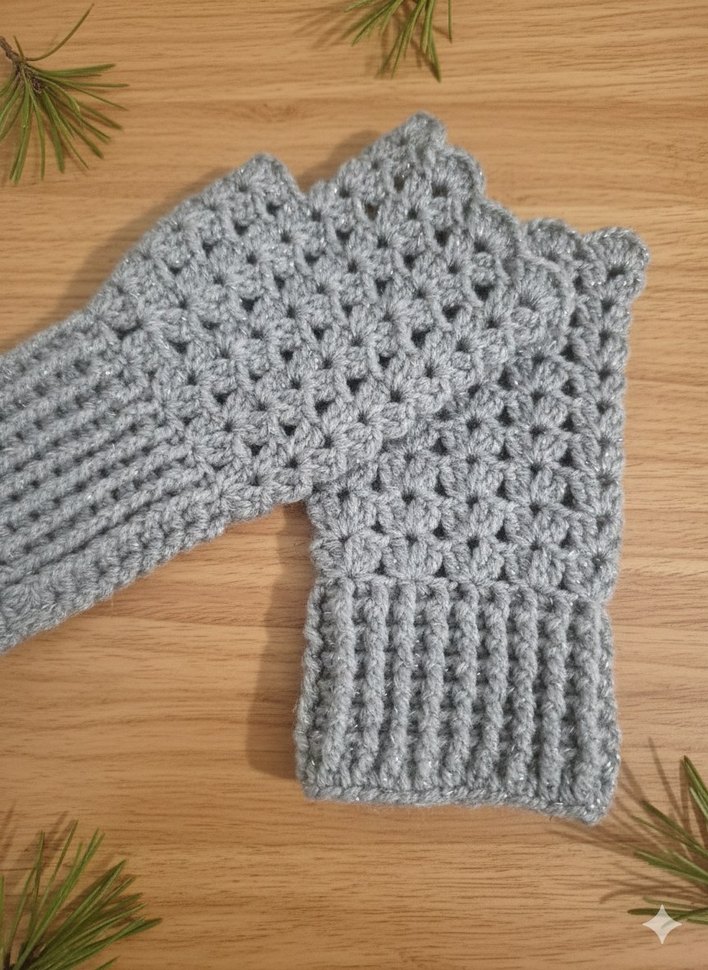 Gri Örgü Kadın Eldiven - Görsel 2