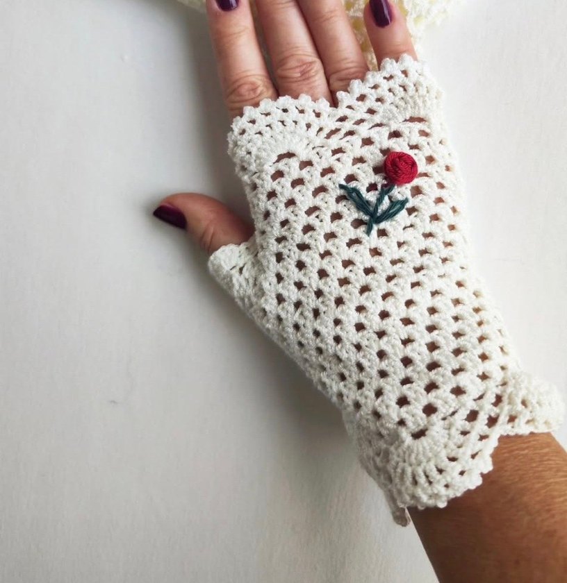 Örgü Eldiven vintage - Görsel 3