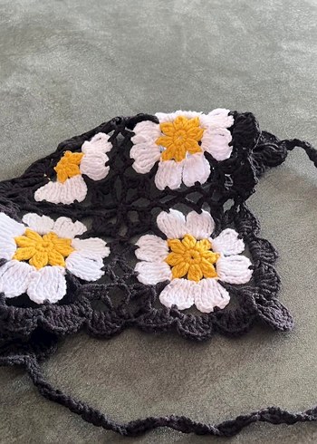 Çiçek Desenli Örgü Bohem Saç Aksesuarı - Görsel 3