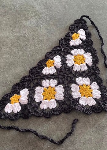 Çiçek Desenli Örgü Bohem Saç Aksesuarı - Görsel 2