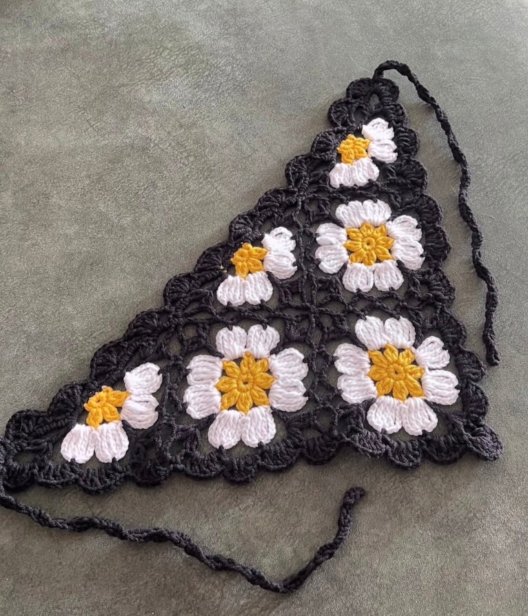 Çiçek Desenli Örgü Bohem Saç Aksesuarı - Görsel 2