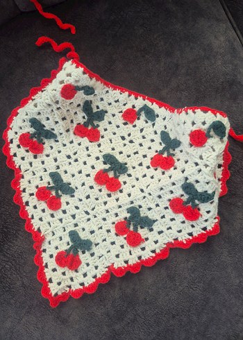 Beden çeşitli Renk Nakışlı Kiraz Desenli bandana
