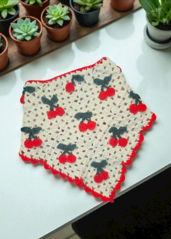 Nakışlı Kiraz Desenli bandana