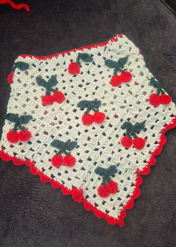 Beden Nakışlı Kiraz Desenli bandana