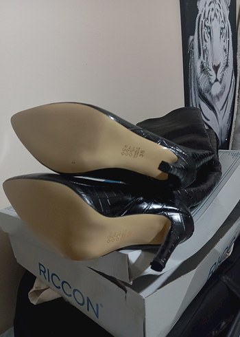 Riccon Siyah Kroko Stiletto Dizüstü Çizme - Görsel 4
