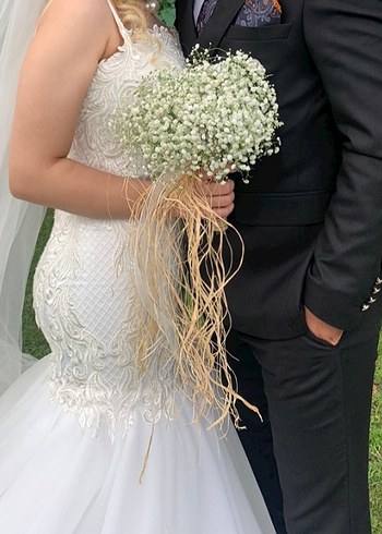 Straplez A Kesim Beyaz Gelinlik - Görsel 6