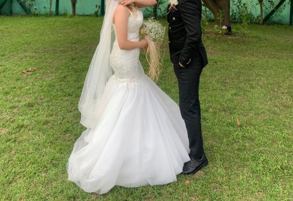 Straplez A Kesim Beyaz Gelinlik - Görsel 3