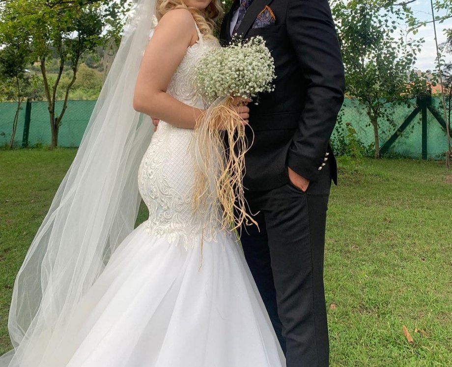 Straplez A Kesim Beyaz Gelinlik - Görsel 5