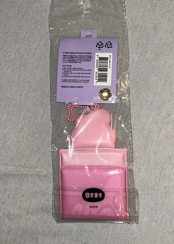 Orijinal BT21 COOKY BTS jungkook Pembe ayna anahtarlık - Görsel 2