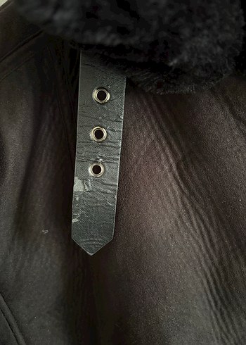 Kürklü Siyah Süet Biker Ceket - Görsel 9