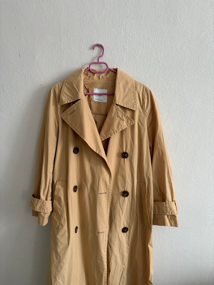 Bej Uzun Kadın Trençkot - Görsel 2