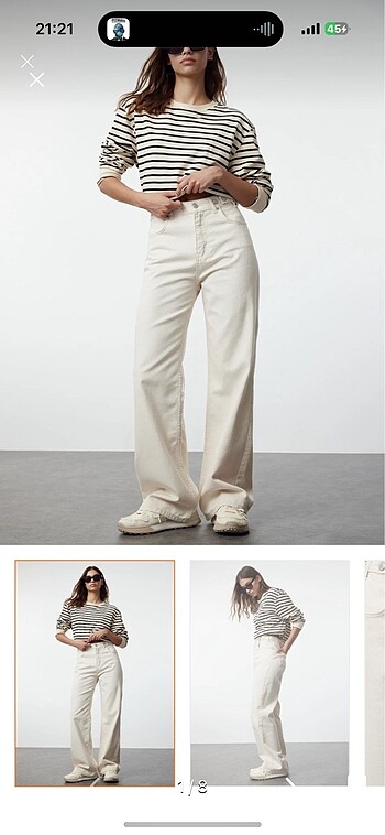 Bej wide leg pantolon