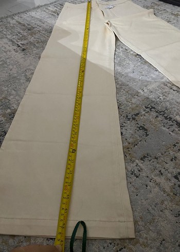Zara Düğmeli krem uzun Kadın Kot Pantolon