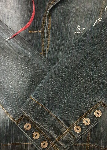 Nakış Detaylı Vintage Denim Ceket - Görsel 4