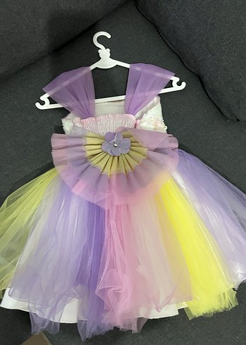 Kız Çocuk Çok Renkli Fırfırlı Abiye Elbise - Görsel 2