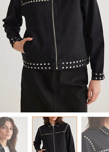 Kadın Siyah Kot Ceket - Görsel 2