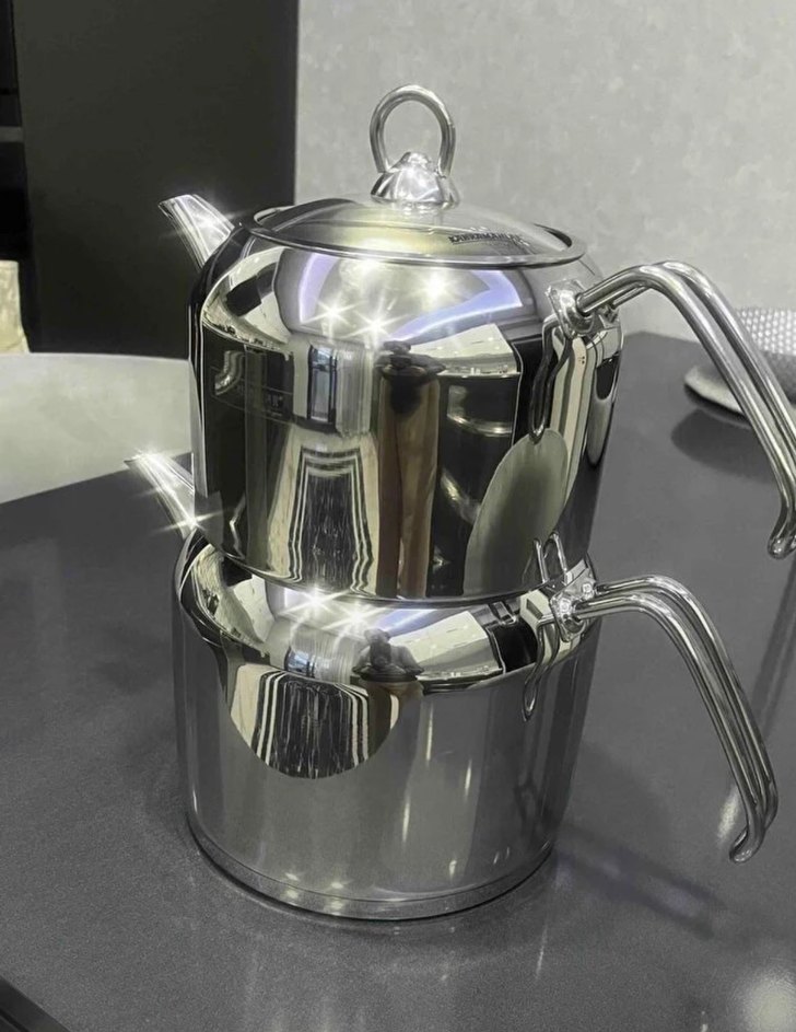 Parlak Paslanmaz Çelik Çaydanlık Seti - Görsel 2