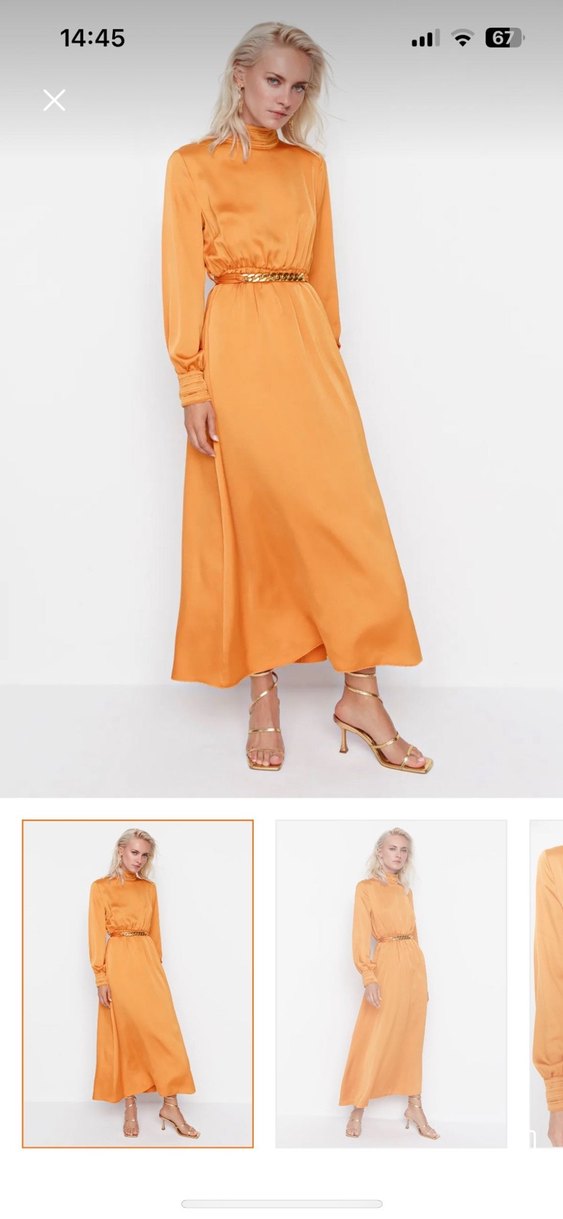 Kadın Camel Uzun Kollu Yüksek Yakalı Elbise - Görsel 2