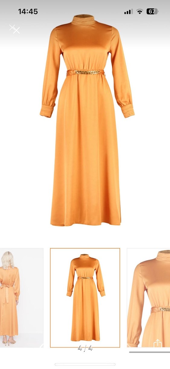 Kadın Camel Uzun Kollu Yüksek Yakalı Elbise - Görsel 3