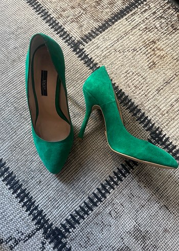 inci Yeşil Süet Platform Topuklu Kadın Stiletto