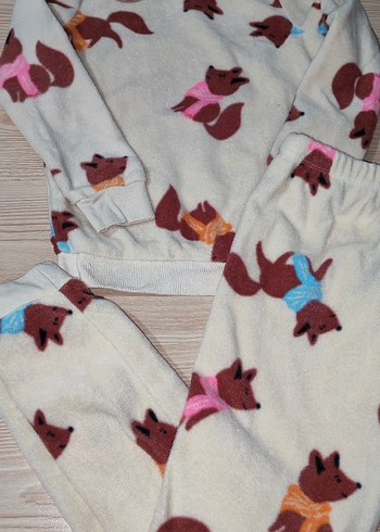 6 Yaş Beden kahverengi Renk Kız Çocuk Kahverengi Baskılı Polar Pijama Takımı