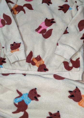 LC Waikiki Kız Çocuk Kahverengi Baskılı Polar Pijama Takımı