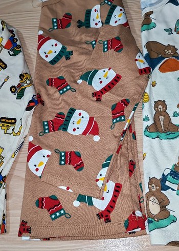 4 Yaş Beden kahverengi Renk Erkek Çocuk Renkli Baskılı Uzun Kollu Pijama