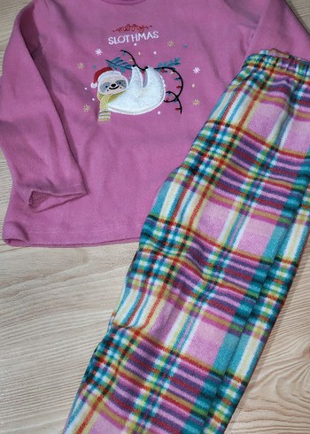 6 Yaş Beden çeşitli Renk Kız Çocuk Renkli polar pijama takımı