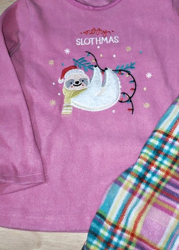6 Yaş Beden Kız Çocuk Renkli polar pijama takımı