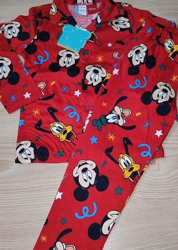Kırmızı Mickey Mouse Desenli Erkek Pijama Takımı