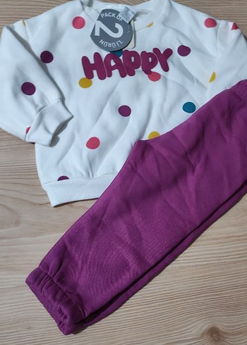 Renkli Baskılı Uzun Kollu Örgü Bebek Kız Takımı - Görsel 2