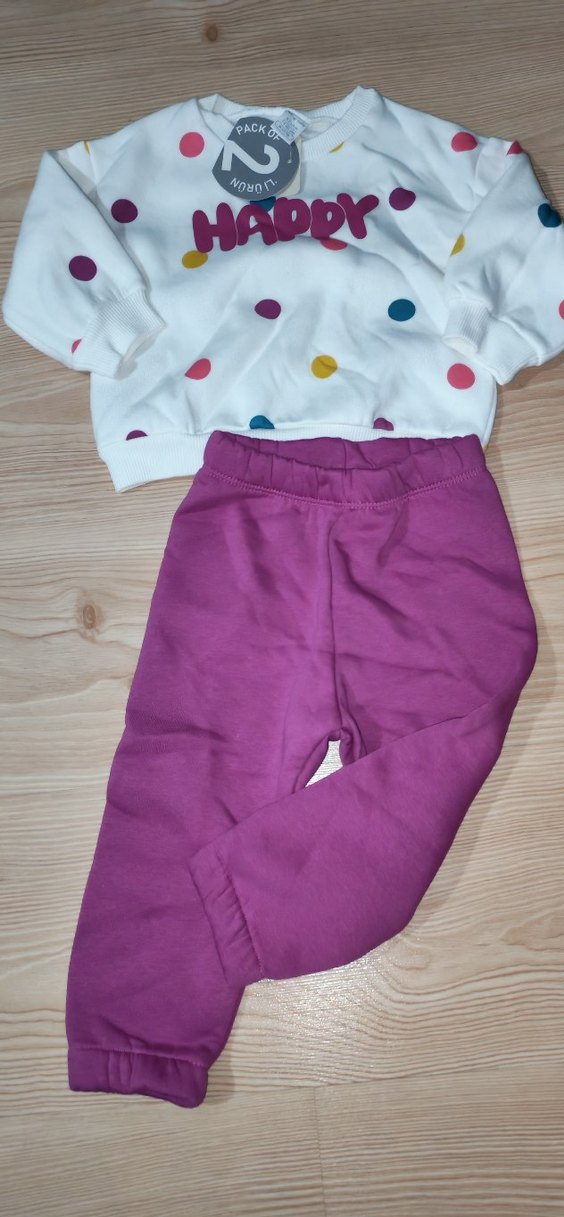 Renkli Baskılı Uzun Kollu Örgü Bebek Kız Takımı - Görsel 5